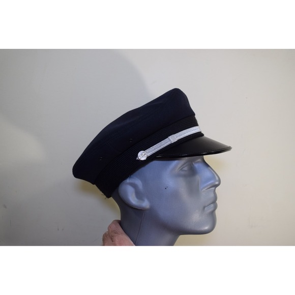 Commercial Airline Plane Pilot Premier Hat Cap MENS 7 1/4 USA Made Blue Black